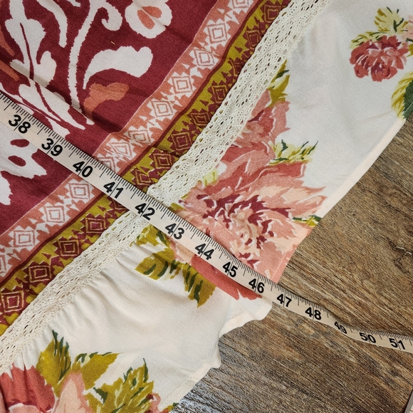 Angie Boho Floral Maxi Dress Small Cutout Front Smocked Back Cottagecore Lace - Picture 7 of 9